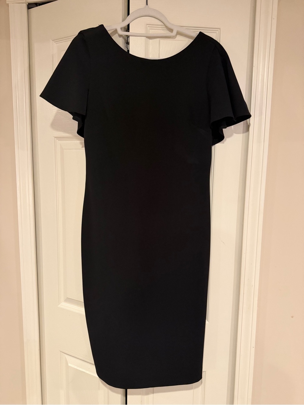 Calvin Klein Black Midi Dress with Flutter Sleeves